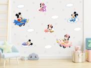 adesivo de parede minnie e mickey aviador personagens cute