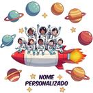 Adesivo De Parede Nave de Astronautas Crianças Personalizado Adesivo De Parede Nave de Astronautas Crianças Personalizado
