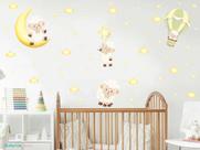 adesivo de parede ovelhas balões verdes decoração infantil