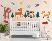 Adesivo de parede para quarto infantil animais floresta