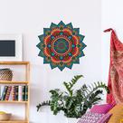 Adesivo de Parede para Sala Mandala Azul Turquesa Adesivo de Parede para Sala Mandala Azul Turquesa