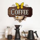 Adesivo de parede para xícara de café, decalque removível em PVC 30x40cm