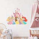 adesivo de parede princesas cute baby castelo rosa aquarela cabeceira berçário