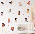 adesivo de parede princesas cute baby completa com estrelas cores candy decoração quarto de meninas