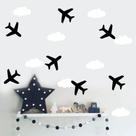 Adesivo De Parede Quarto De Meninos Avião Nuvens