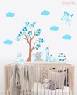 Adesivo De Parede Quarto De Meninos Safari Azul Berçário - pinkie