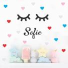 Adesivo De Parede Quarto Infantil Cilios Sleep Corações