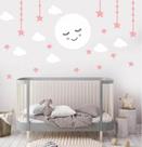 Adesivo De Parede Quarto Infantil Lua Nuvens Rosa E Branco Adesivo De Parede Quarto Infantil Lua Nuvens Rosa E Branco