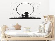 adesivo de parede quarto sala snoopy luar paisagem decoração minimalista