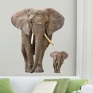 Adesivo de parede Realistic Elephant, PVC, decalque removível 35x30cm