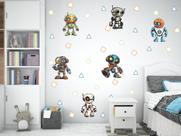 Adesivo de Parede Robôs Robótica Infantil figuras geométrica