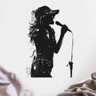 Adesivo de parede Singing Girl Silhouette em vinil 30x60cm