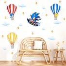 Adesivo De Parede Sonic Balões Skate Desenho Games Jogos Decoração Infantil