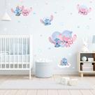 Adesivo De Parede Stitch Angel Cute Baby Nuvem Decoração Estrelas Corações