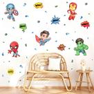 adesivo de parede super heróis cute baby aquarela decoração vingadores quarto infantil