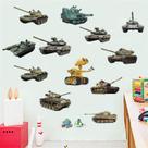 Adesivo de parede, tanques de desenhos animados para decoração de quarto ou bagagem de crianças