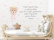 Adesivo de Parede Ursinho Anjo da Guarda Oração Rosa Adesivo de Parede Ursinho Anjo da Guarda Oração Rosa
