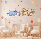 Adesivo de Parede Ursinho Pooh Tigrão Leitão Bisonho Cute Baby Bolinhas Poá Decoração Cabeceira
