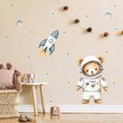 adesivo de parede urso astronauta foguete estrelas aquarela cute baby decoração quarto berçário bebê