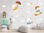 Adesivo de Parede Urso Guarda Chuva Prancha Bolinhas Adesivo de Parede Urso Guarda Chuva Prancha Bolinhas