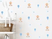 adesivo de parede urso rei azul bebê e mini balões decoração quarto de meninos adesivo de parede urso rei azul bebê e mini balões decoração quarto de meninos