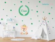 adesivo de parede urso rei verde ramos com nome adesivo de parede urso rei verde ramos com nome