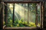 Adesivo de parede WOOHOOROO 3D Fake Window Sunshine Forest 80x120cm