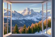 Adesivo de parede WOOHOOROO 3D Faux Window Winter Scenery 32x48cm