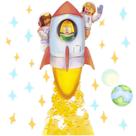 Adesivo de Porta Decorativo Infantil Astronauta Foguete Lua