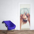 Adesivo de Porta Mulher Gesto Obsceno 03