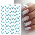 Adesivo de Unhas Stz-C 3D Gradiente Linha Francesa Azul Rosa Roxo Verde OEM