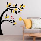 Adesivo Decorativo Árvore Com Pássaros Amarelo