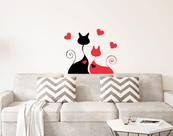Adesivo Decorativo de Parede Animais Dois Gatos Apaixonados