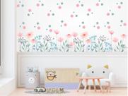 Adesivo Decorativo de Parede Florais Boho com Bolinhas