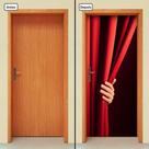 Adesivo Decorativo de Porta - Abrindo a Cortina - 092cnpt