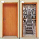 Adesivo Decorativo de Porta - Escada de Ferro - 121cnpt