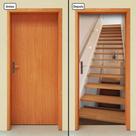 Adesivo Decorativo de Porta - Escada de Madeira - 125cnpt