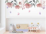 Adesivo Decorativo Folhagens Boho e Borboletas