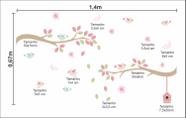 Adesivo decorativo Galho com pássaros flores e borboletas infantil