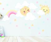 Adesivo Decorativo Infantil Lua Rostinho e Nuvens