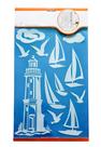 Adesivo Decorativo Para Box De Banheiro Vidro Janela Espelho Papel de Parede - Desenho Barco Farol Nuvem Pássaro