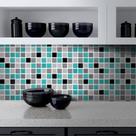Adesivo Destacável Pastilha para Cozinha 3D Mix Turquesa Adesivo Destacável Pastilha para Cozinha 3D Mix Turquesa