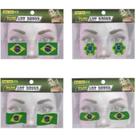 Adesivo Facial Copa do Mundo com Mini Pedras Verde 12 Unidades
