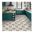 Adesivo impermeável para chão piso floral indiano 40 x 40