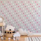 Adesivo Infantil Bolinhas Rosa e Branco-132un