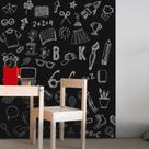 Adesivo Lousa Liso Sem Estampa Quadro Negro 0,50m + Giz Brinde