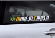 Adesivo made in favela vidro lateral 50cm carros camionetes rebaixados