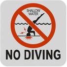 Adesivo No Diving - Água rasa, 10 unidades/lote, 15 x 15 cm, PVC