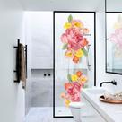 Adesivo Para Vidro Box Banheiro Jateado Decorado Rose Prova D'Agua