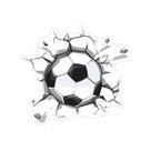 Adesivo Parede Bola Futebol Efeito 3D Quebrando Parede